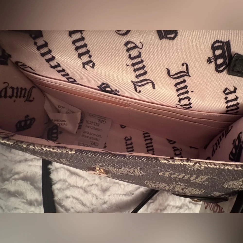 Juicy Couture Brown Logo Crossbody with Pink Bow and Heart Charm